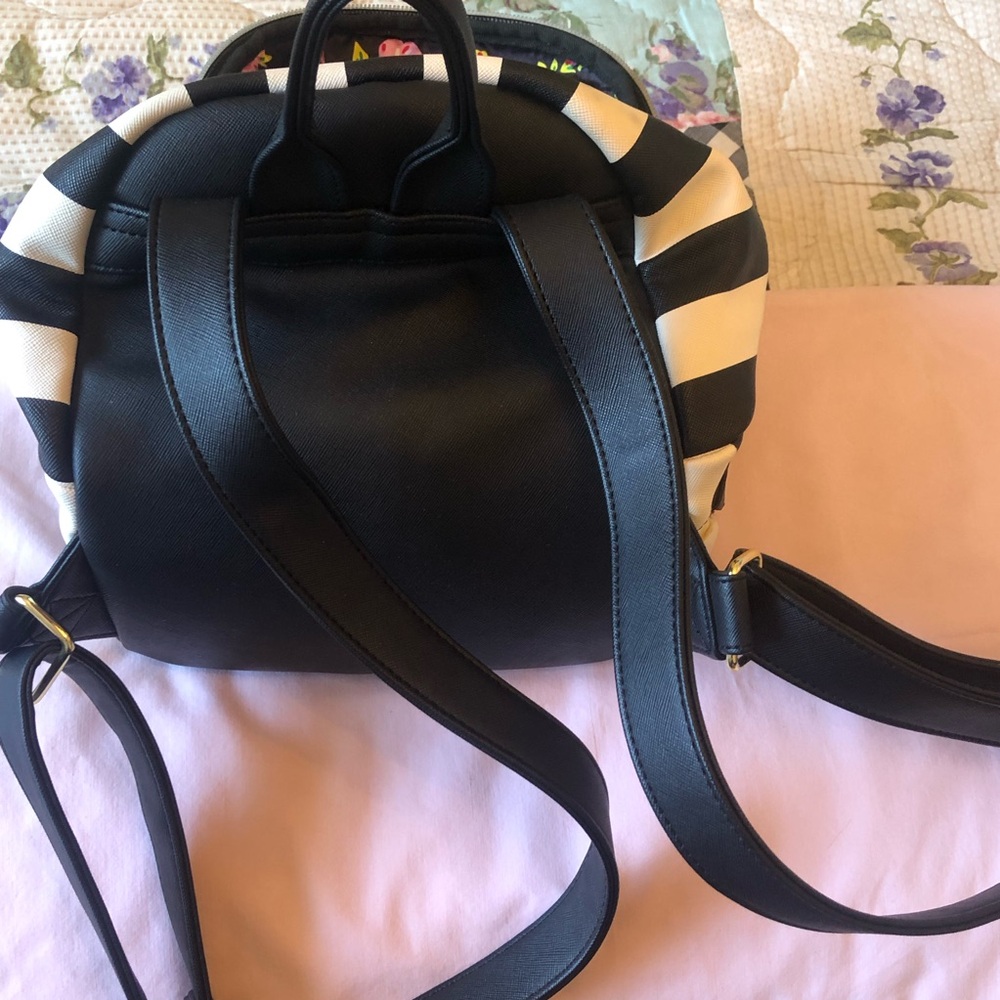 Betsey Johnson Black and White Heart Embellished Backpack - Picture 5 of 12